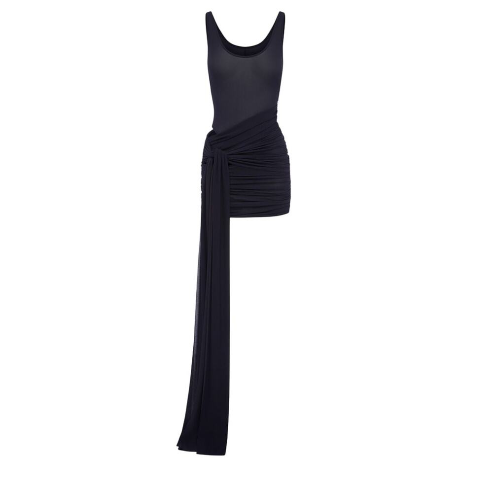 Alex Perry Ruched Navy Scoop Neck Wrap Mini Dress Size UK 10 / US 6
